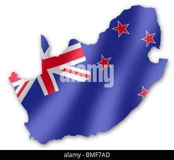 Mappa del Sud Africa con la bandiera della Nuova Zelanda inset, per la Coppa del Mondo FIFA 2010 Football Foto Stock