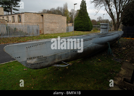 Modello di sommergibile utilizzato nel film "enigma" a Bletchley Park, Regno Unito. Foto Stock