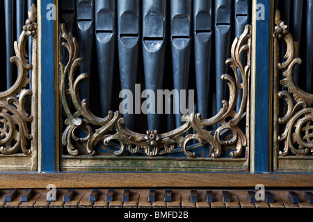 1700 positivo organo a canne dettaglio Foto Stock