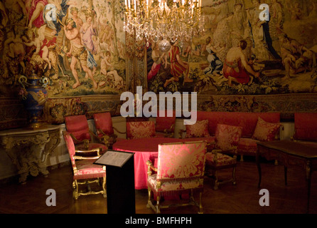 Interno, il castello di Fontainebleau (16C), Francia Foto Stock