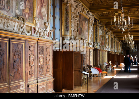 Interno, il castello di Fontainebleau (16C), Francia Foto Stock