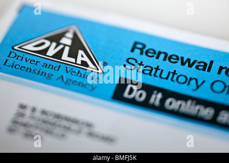 Rinnovo promemoria per DVLA disco fiscale. Solo uso editoriale Foto Stock