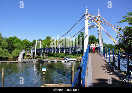 La Western ponte di sospensione, Teddington Lock, London Borough of Richmond upon Thames, Greater London, England, Regno Unito Foto Stock