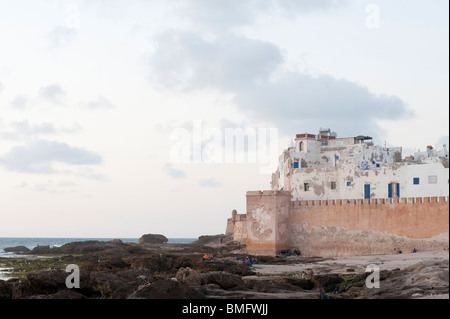 Pareti esterne della Medina di Essaouira Foto Stock