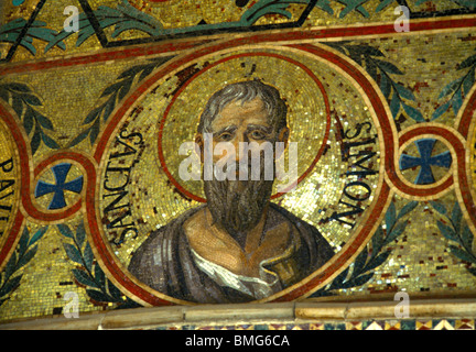 Palermo Sicilia Italia la Cappella Palatina nel Palazzo dei Normanni mosaico di San Simon Foto Stock