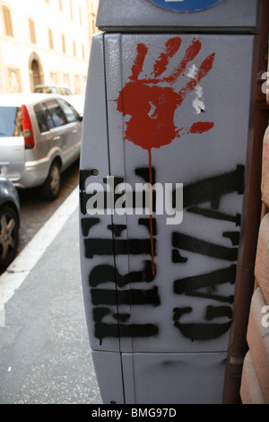 Free Gaza graffiti sul muro in roma, Italia Foto Stock