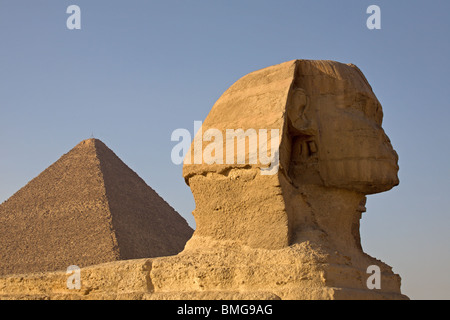 Kairo: Giza: la Grande Sfinge e piramide di Cheope Foto Stock