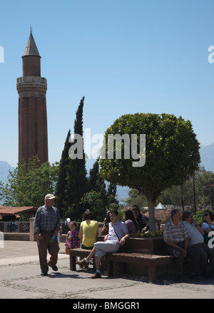 La Turchia Antalya - le scanalate o Reeded Minareto Yivli, minare Foto Stock