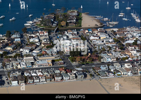 Vista aerea al di sopra di Newport Beach Orange County in California Foto Stock