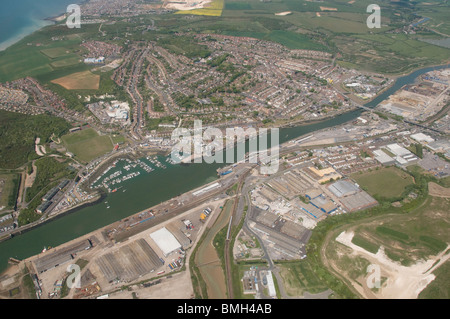 Fotografia aerea di Newhaven Harbour, Sussex, Inghilterra Foto Stock