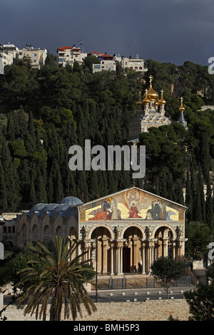 Israele,Gerusalemme,Getsemani Basilica dell Agonia,San Maria Maddalena Chiesa Ortodossa,Monte degli Ulivi Foto Stock