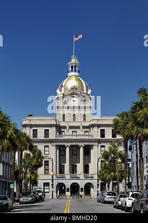 Gold Dome di Savannah City Hall di Savannah, Georgia Foto Stock