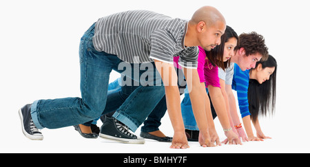 Atleti pronti per la gara Foto Stock