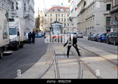 Wien, Strassenbahn, Eröffnung Umleitungsstrecke Reichsratsstraße - Vienna, tram Foto Stock