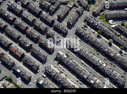 Victorian back to back case Terrazza, Leeds, West Yorkshire, nell'Inghilterra del Nord Foto Stock