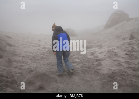 Thorsmork-Iceland, 9 Giugno 2010: ceneri vulcaniche dal vulcano Eyjafjallajokull è ancora soffia intorno a sud e sud-ovest dell'Islanda. Foto Stock