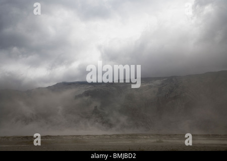 Thorsmork-Iceland, 9 Giugno 2010: ceneri vulcaniche dal vulcano Eyjafjallajokull è ancora soffia intorno a sud e sud-ovest dell'Islanda. Foto Stock