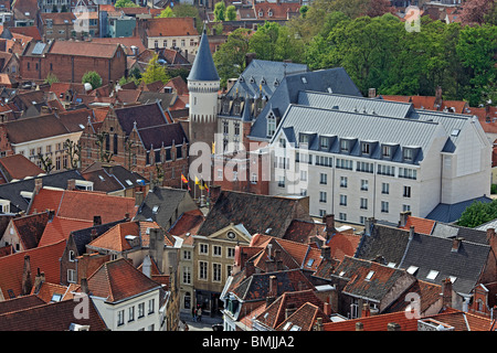 Vista di Bruges dal campanile, Belgio Foto Stock