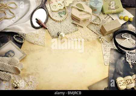 Composizione con vintage ladies accessori moda Foto Stock