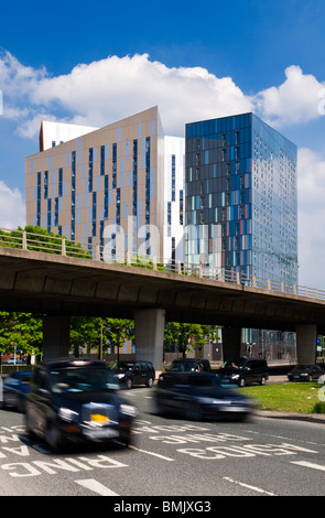 Il Gate Parkway Alloggi studenteschi edifici progettati da Ian Simpson Architects a Manchester in Inghilterra. Foto Stock