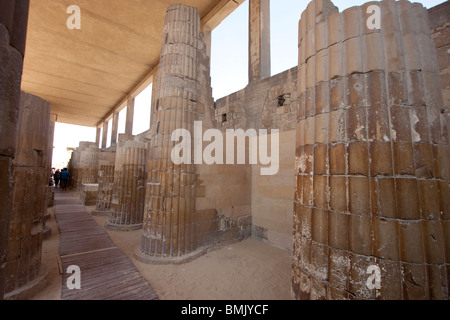 Colonne nervata del colonnato d'ingresso per il complesso funerario di Djoser, Saqqara, Al Jizah, Egitto Foto Stock