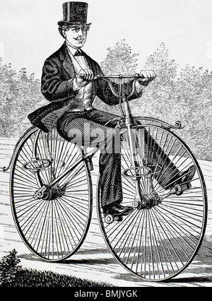 Vecchia bicicletta. Stati Uniti d'America. XIX secolo incisione. Foto Stock
