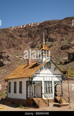 Il calicò, School House, città mineraria, CALIFORNIA, STATI UNITI D'AMERICA Foto Stock