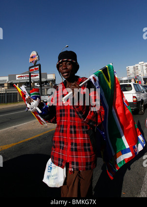 Bandiera STRADALE VENDITORE WORLD CUP SOCCER CITY Johannesburg Sudafrica 09 Giugno 2010 Foto Stock