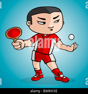 Un ping pong player disegnare in stile cartoon Foto Stock