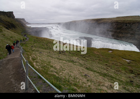 Famosa doppia cascata di Gullfoss,Islanda Foto Stock