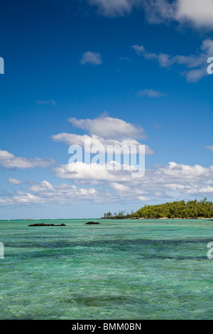 Ile aux Cerf, più popolari giorno di viaggio per i turisti e residenti, estremità est di Mauritius, Africa Foto Stock