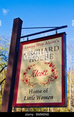 Segno di Louisa May Alcott Orchard House (casa di poco le donne), Concord, Massachusetts Foto Stock