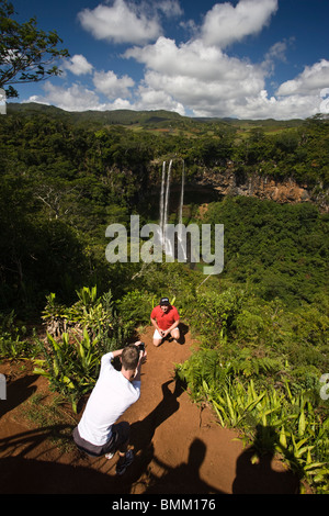 Maurizio, Western Maurizio, Chamarel, Chamarel cascata, visitatore Foto Stock