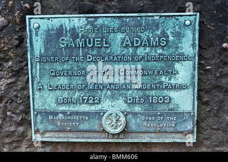 Samuel Adams grave presso il granaio Sepoltura lungo il Freedom Trail, Boston, Massachusetts Foto Stock