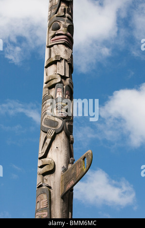 Il Totem Pole a Victor Steinbrueck Park - Seattle, Washington Foto Stock