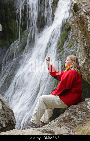 Al Powerscourt Waterfall, Co. Wicklow, Repubblica di Irlanda Foto Stock