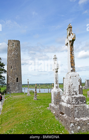 Clonmacnoice Monastero, Co. Offaly, Repubblica di Irlanda Foto Stock