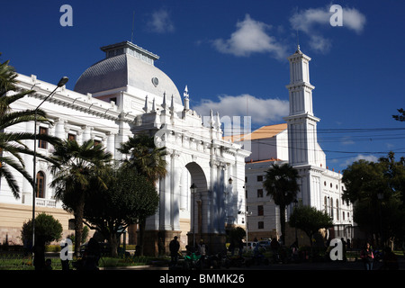 L'ex Corte suprema degli edifici nel Parque Bolivar in Sucre in Bolivia Foto Stock