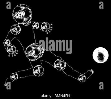 Il manichino di calcio calciare la sfera bianca Foto Stock