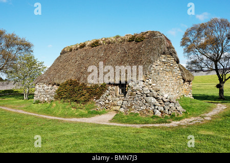 Leanach Cottage, il campo di battaglia di Culloden, vicino a Inverness, Highland, Scotland, Regno Unito. Foto Stock