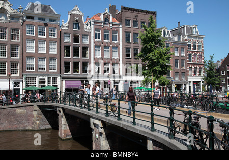 Case ponte lungo Prinsengracht Foto Stock