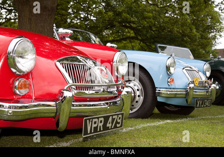 Di fronte a due classici MGA auto sportive Foto Stock