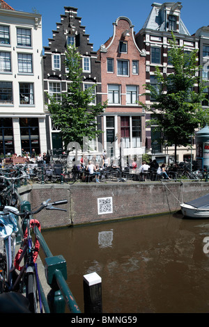 Case ponte lungo Prinsengracht Amsterdam Foto Stock