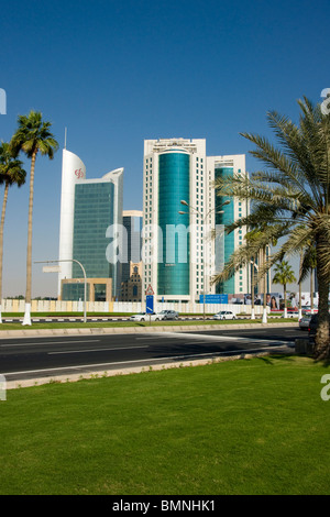 Il Qatar Doha Moderno ed alto edificio in centro Foto Stock