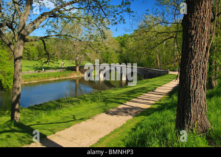 Burnside Bridge, Antietam National Battlefield Sharpsburg, Maryland, Stati Uniti d'America Foto Stock