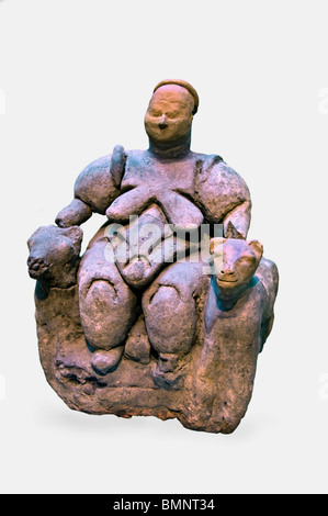 Dea Madre su un trono 7 neolitico - quinto millennio A.C. santuario di Catal Huyuk Museo anatolica Ankara Foto Stock