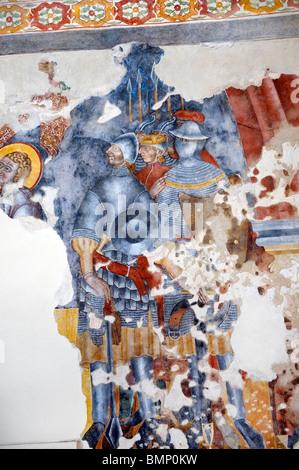 Affresco sulla parete della cappella di santa Caterina, lago maggiore, Italia Foto Stock