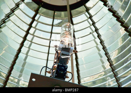 Primo ordine lente di Fresnel in Tybee Island Lighthouse, Savannah GA Foto Stock