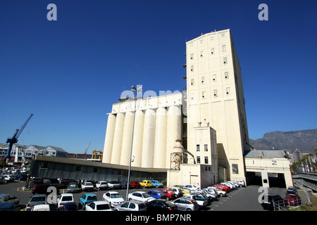 L'elevatore granella Cape Town Docks, Sud Africa. Foto Stock