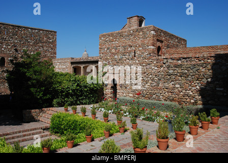 Patio de la Surtidores, Alcazaba de Malaga, Malaga, Costa del Sol, provincia di Malaga, Andalusia, Spagna, Europa occidentale. Foto Stock